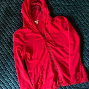 Fun Red Authentic Burberry Zip Front Hoodie